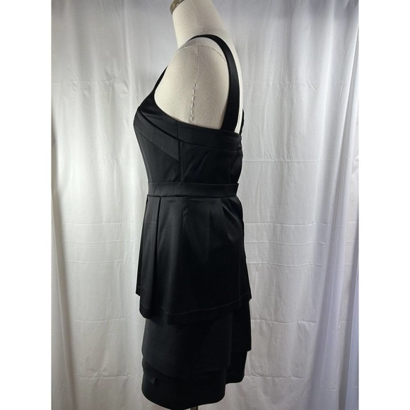 Women BCBG MAXAZRIA Rare Sexy Peplum Lace Up Black Dress New $298 Size 4 - Picture 4 of 9